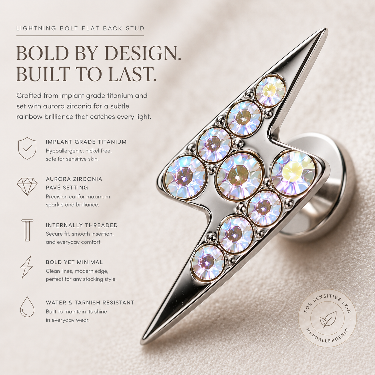 Close up_of_aurora_zirconia_lightning_piercing_jewelry_in_implant_grade_titanium