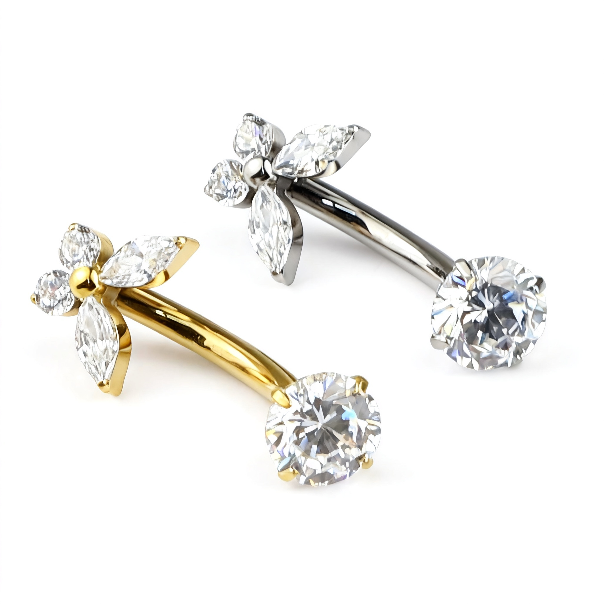 Gold and Titanium Navel Rings