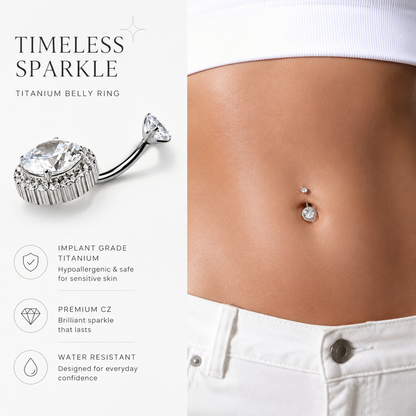 Luxury Zircon Belly Ring Side Angle