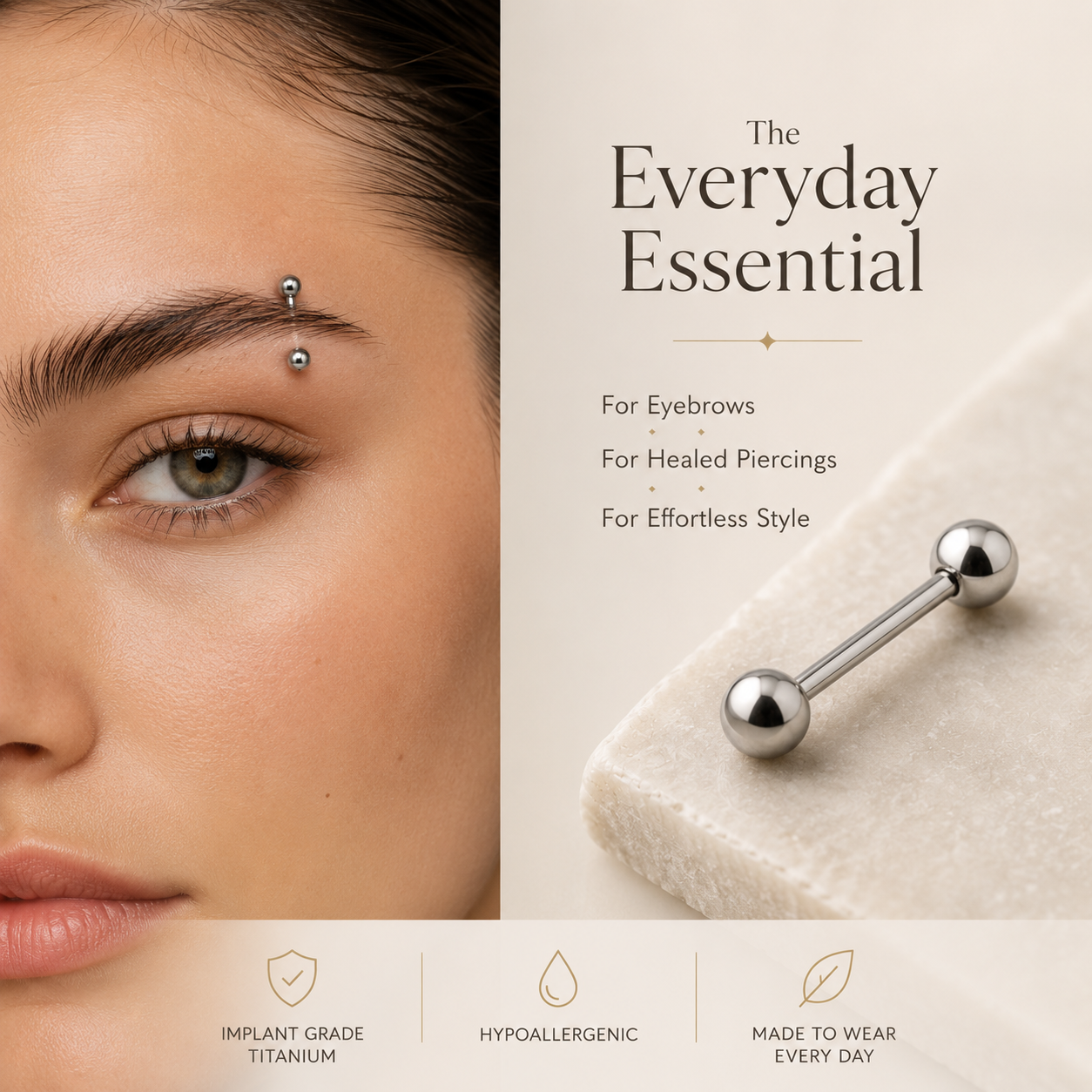 Titanium ball straight barbell benefits with polished titanium and smooth ball ends