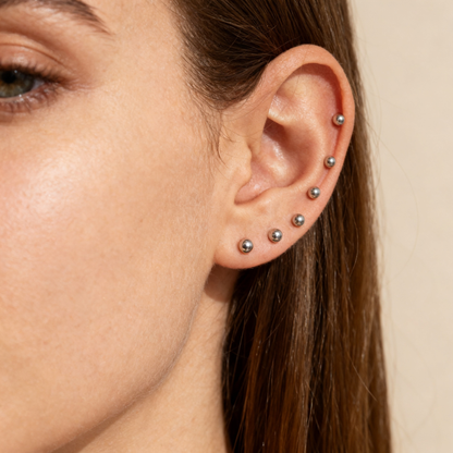 Woman wearing in helix & cartilage