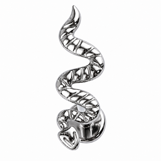 Titanium snake flat back stud piercing jewelry on white background