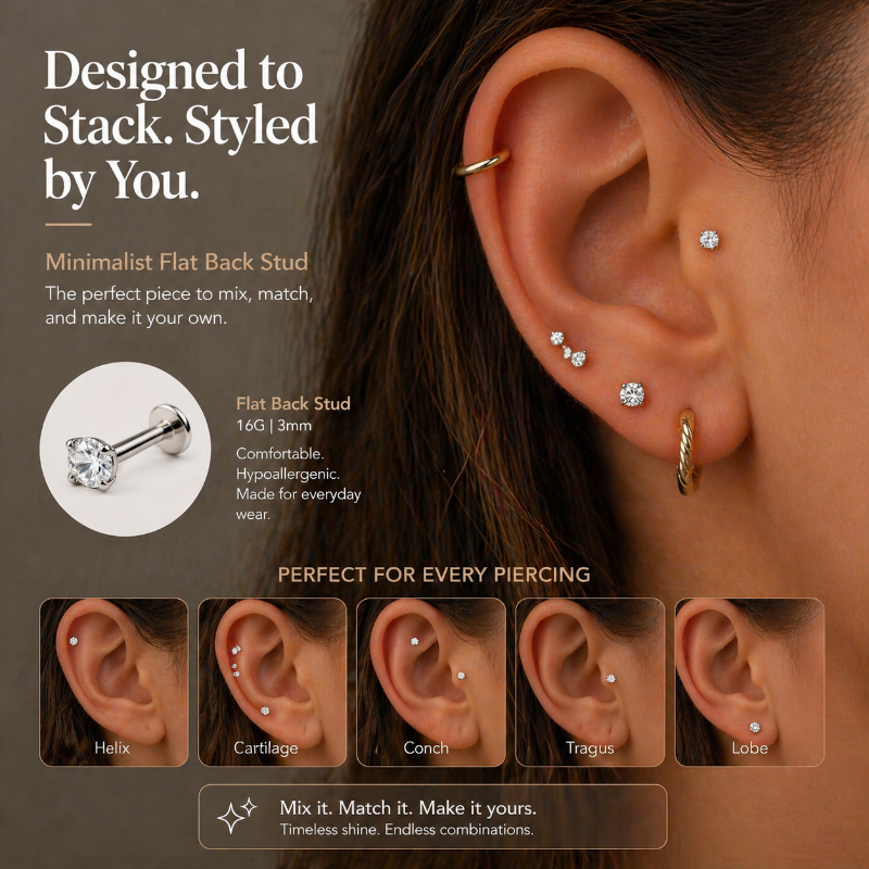 ear stacking cartilage earrings titanium minimalist style