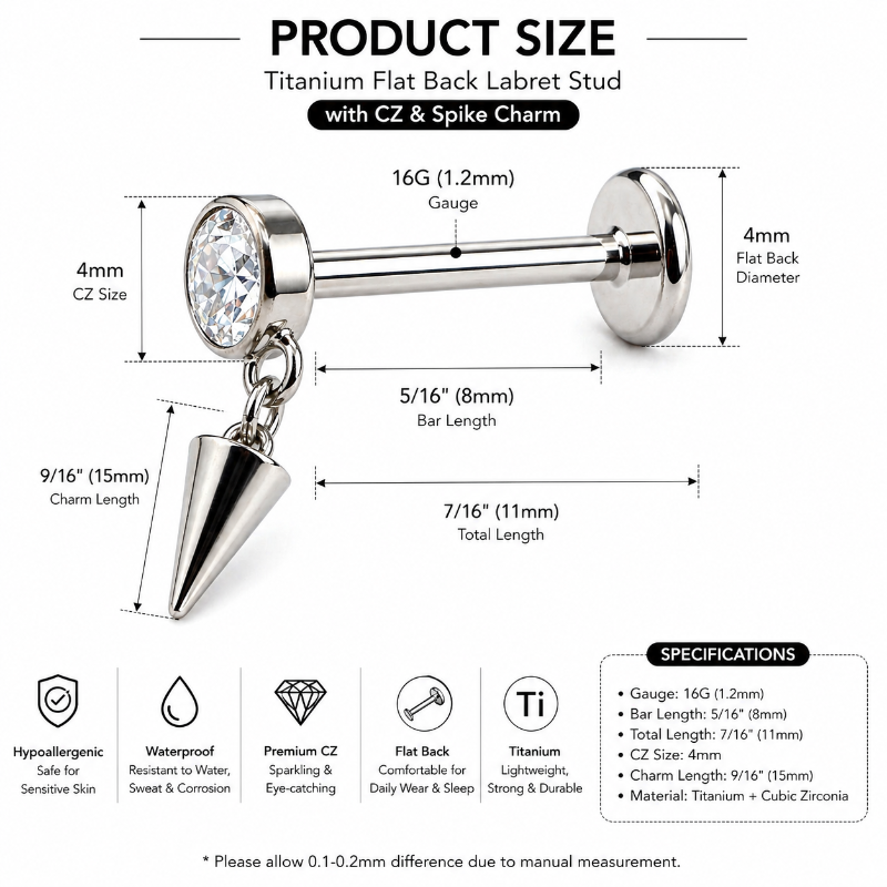 macro close up cubic zirconia titanium stud earring high shine detail