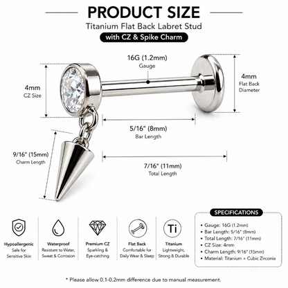macro close up cubic zirconia titanium stud earring high shine detail