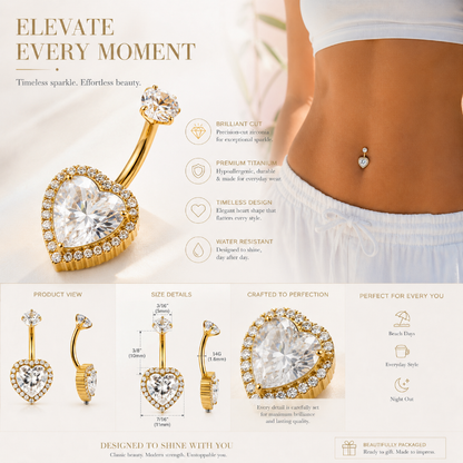 Hypoallergenic titanium belly button ring with secure fit and sparkling zircon stones