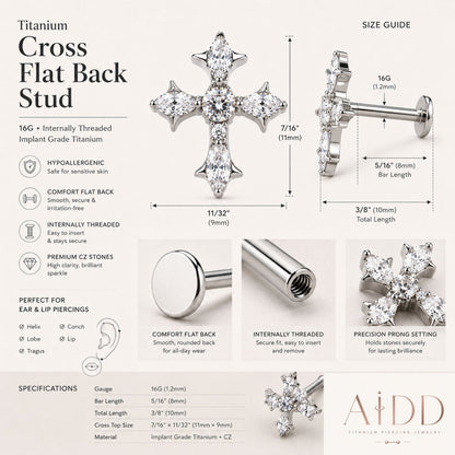 Size guide for titanium cross flat ba