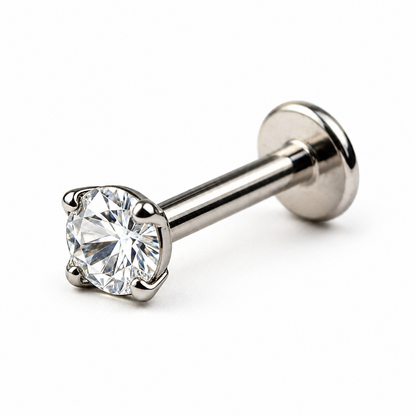 titanium flat back stud earring 16g zirconia minimalist jewelry