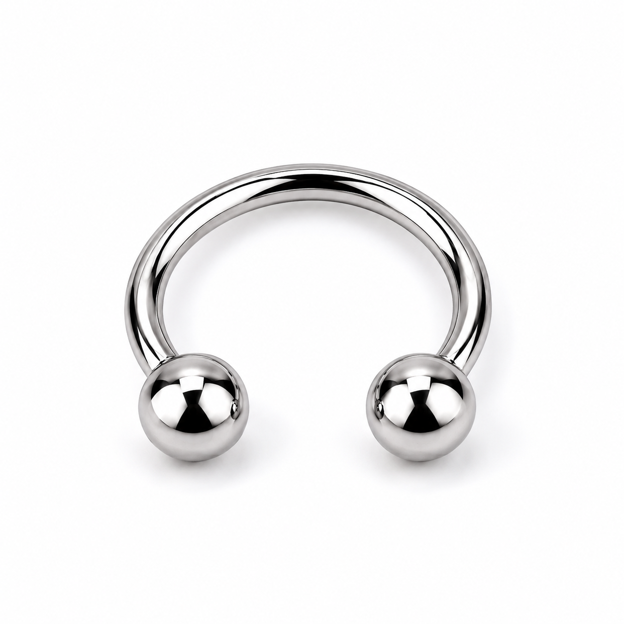 Titanium horseshoe nose ring with double ball ends on a clean white background