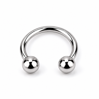 Titanium horseshoe nose ring with double ball ends on a clean white background