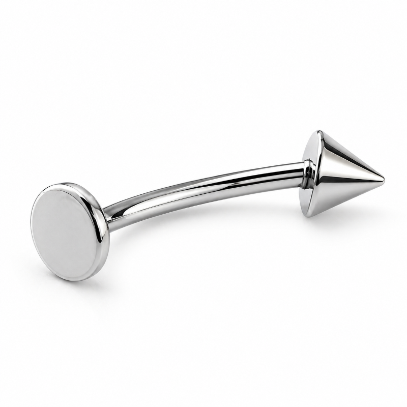 titanium curved spike labret stud 16g flat back lip piercing jewelry